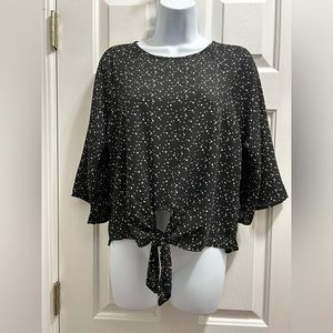 Papermoon Caslida Women’s Tie Front Polka Dot Blouse size Petite small